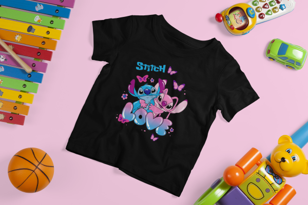 Stitch and Angel in Love Kids – Cotton T-Shirt - Image 2