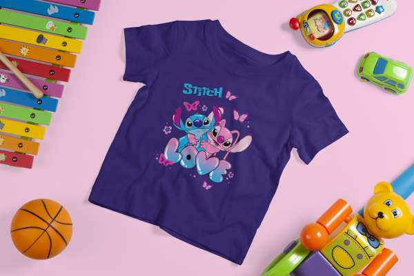 Stitch and Angel in Love Kids – Cotton T-Shirt - Image 3