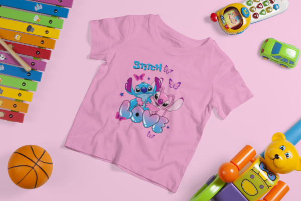 Stitch and Angel in Love Kids – Cotton T-Shirt - Image 4