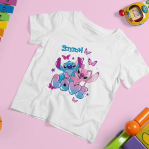 Stitch and Angel in Love Kids – Cotton T-Shirt