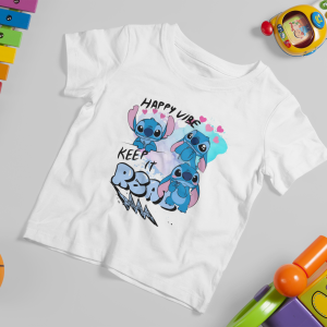 Kids Stitch T-Shirt – Happy Vibes and Keep It Real Design