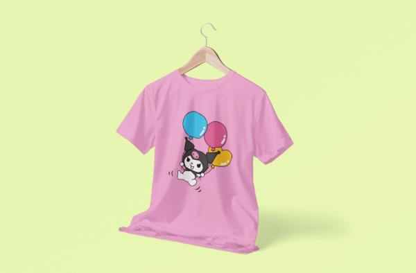 Kuromi Parachute Balloons Cotton T-Shirt Design - Image 3