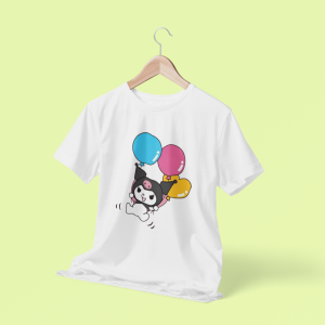 Kuromi Parachute Balloons Cotton T-Shirt Design