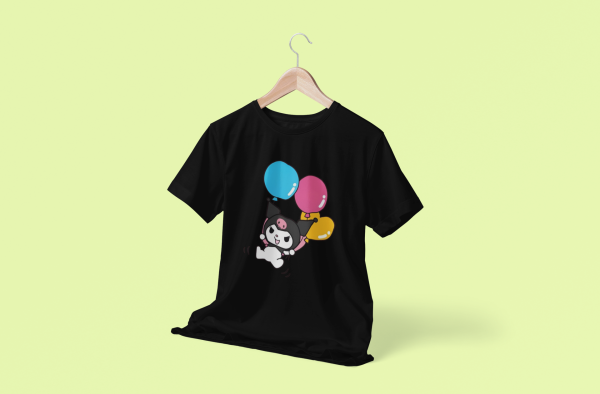 Kuromi Parachute Balloons Cotton T-Shirt Design - Image 4